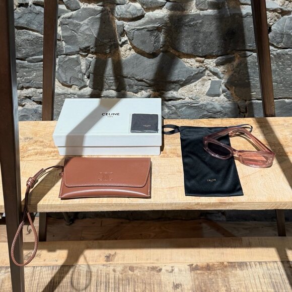 Celine CL402771 Pink Clear Rectangular Cat-Eye Sunglasses - Picture 11 of 11